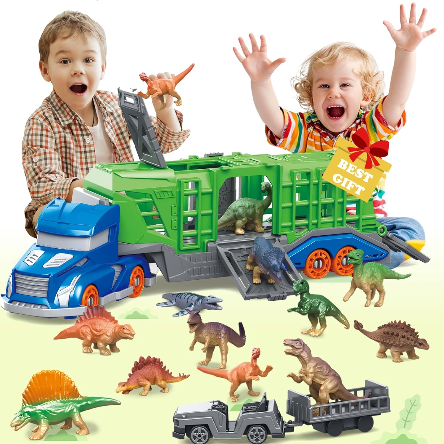 Model Kit Dinosaur - Dinosaurus dieren transportvoertuig speelgoedset inclusief 1