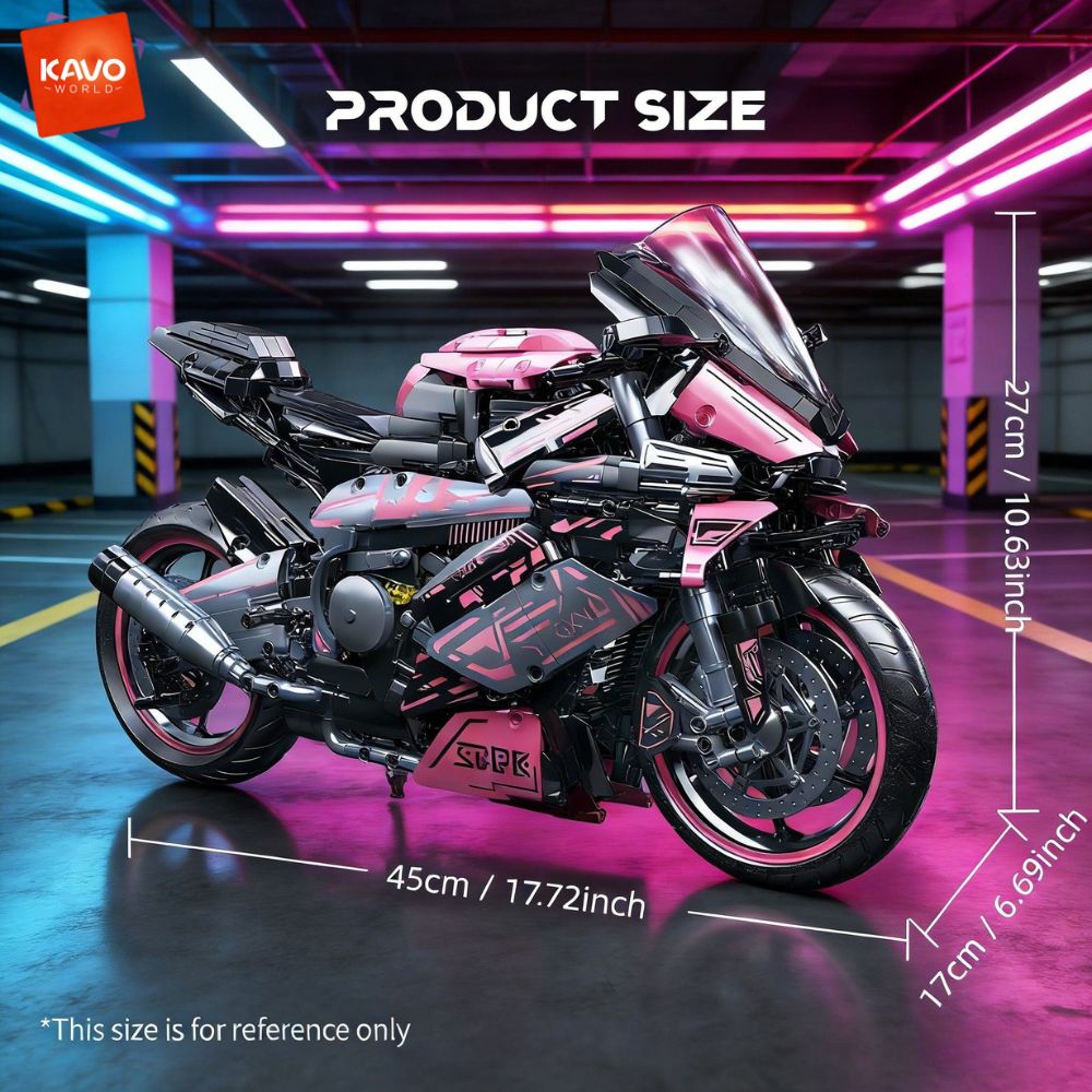 KAVOWORLD 2096PCS Roze Motorfi - Model Kit Motor Nuclear recensie en prijs